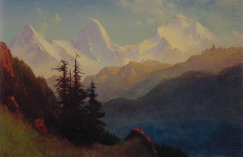 Albert Bierstadt Sunset Over a Mountain Lake china oil painting image